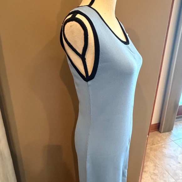 Finity Women's Blue with black piping flattering Maxi dress, Size Medium - Picture 3 of 12